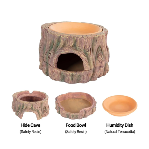 Reptizoo 3-in-1 Tree Stump Hideout